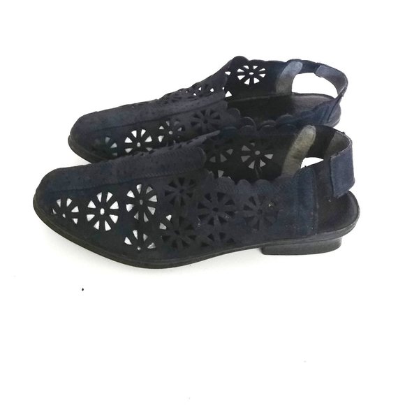 1990's Suede Cut-out Slingbacks - Picture 1 of 6